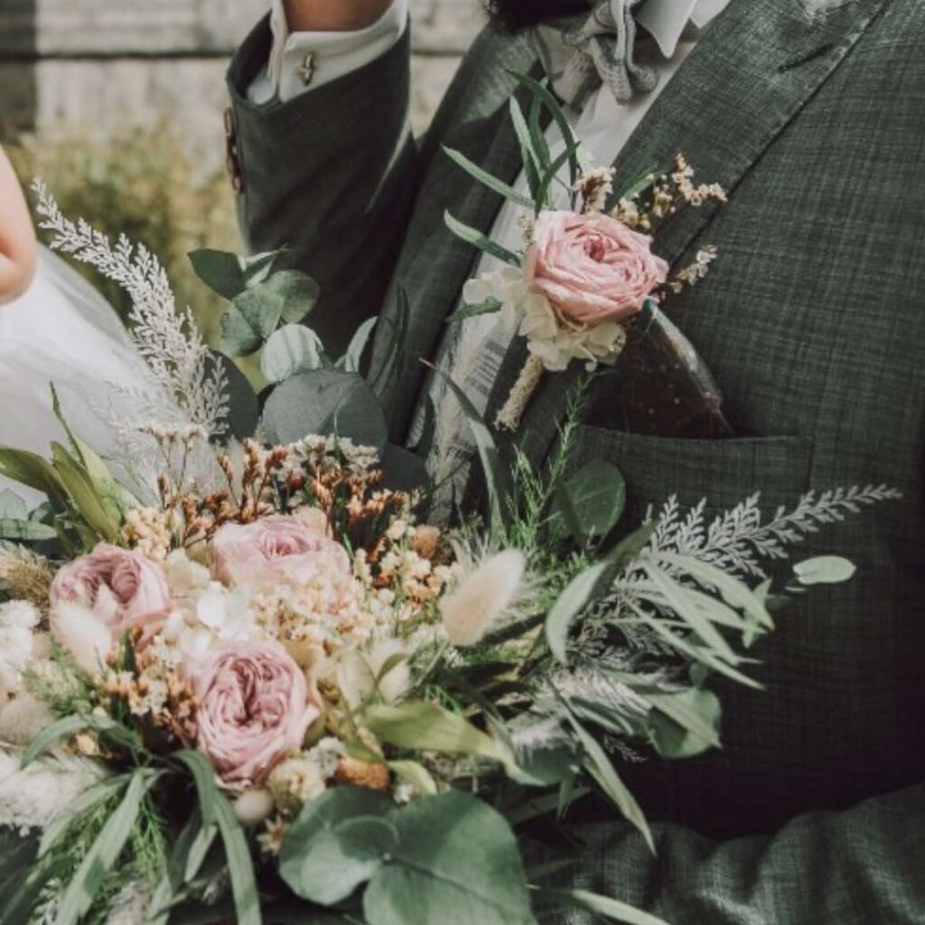 bouquet et boutonnière champêtre